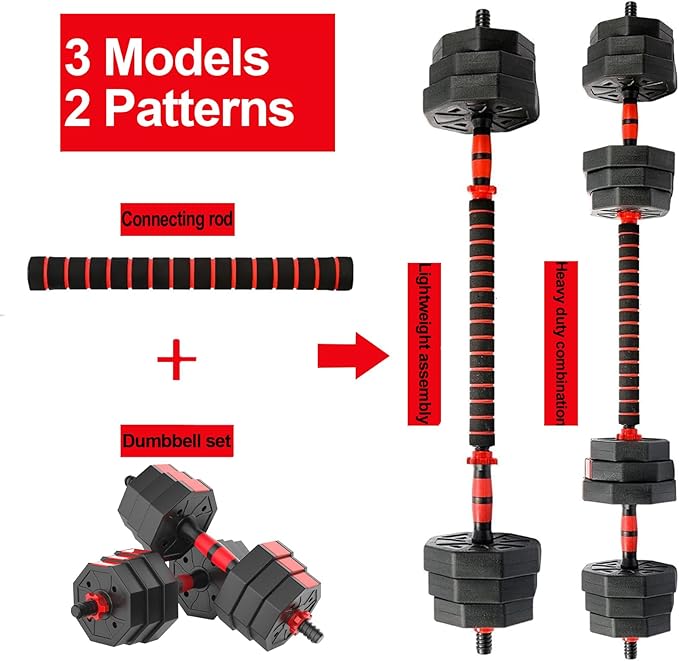 Adjustable Dumbbell Set, 5-44 lbs Free Weight Set with Connector for Barbell, Dumbbells, Push-Up Options, Fitness Exercises for Home Gym Suitable Men/Women-GravixFit