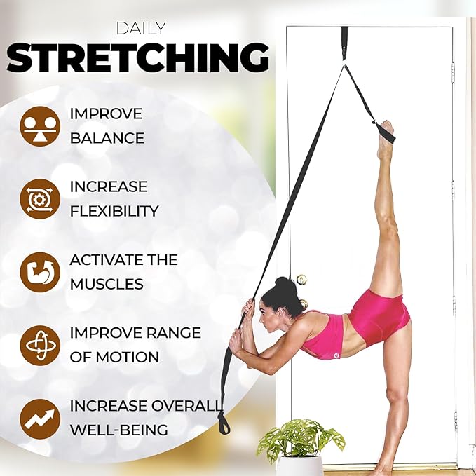Pilates Stretching Strap with Door Anchor - Flexibility Equipment for Pilates Practitioners - Ideal for Improving Leg Flexibility, Core Stability, and Posture Alignment at Home-GravixFit
