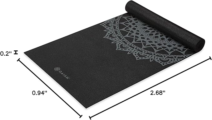 Gaiam Yoga Mat - Premium 5mm Print Thick Non Slip Exercise & Fitness Mat for All Types of Yoga, Pilates & Floor Workouts (68" x 24" x 5mm)-GravixFit