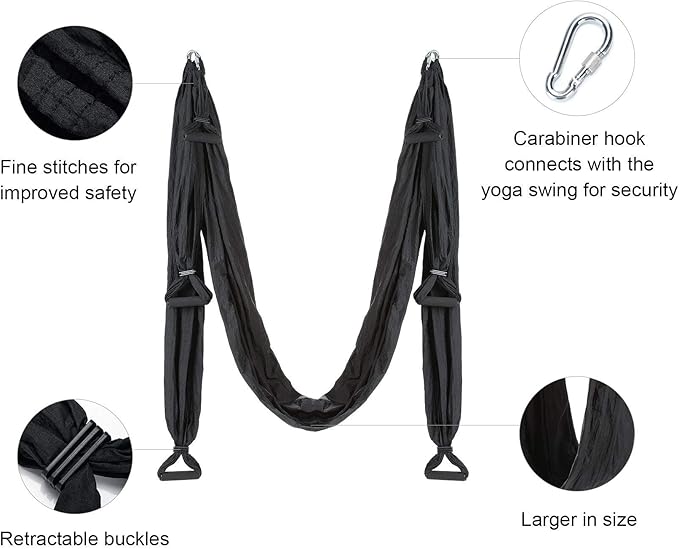 ZELUS Aerial Yoga Swing Sling Strong Yoga Hammock Kit Set Trapeze Inversion Equipment Include 2 Extensions Straps and Ceiling Mounting Kit-GravixFit