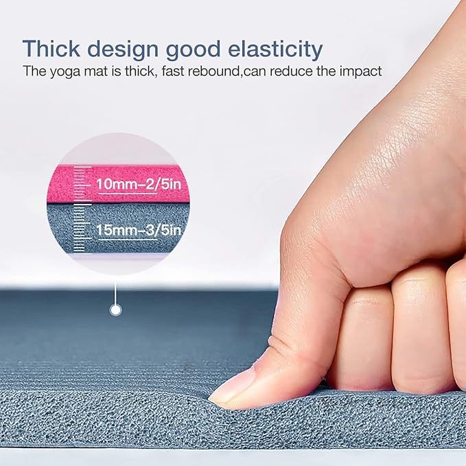 Thick Yoga Mat Non Slip, Large Size 72" L x 32" W x 0.6" TH, Premium Exercise & Fitness Mat with Carrying Strap and Bag, Workout Mats for Home-GravixFit