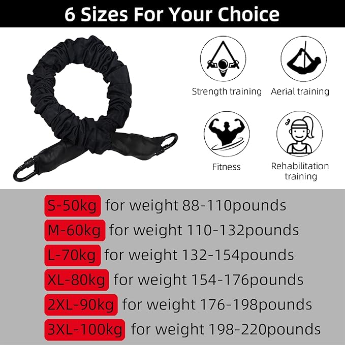 PRIOR FITNESS Premium Bungee Cord, Heavy Duty Bungee Fitness Cord,110-176Pounds Resistance Cord Elastic Rope Suspension Workout Fitness Bands for Exercise at Home Gym Include ONLY 1* Extra Bungee Cord-GravixFit