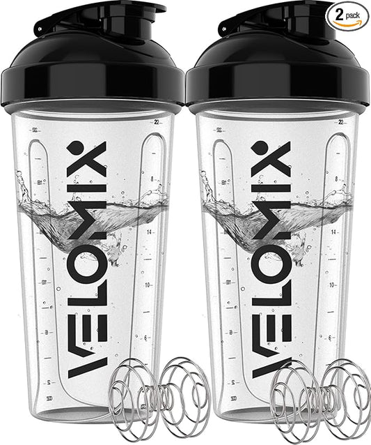 '-2 Pack- 28 oz Protein Shaker Bottles for Protein Mixes - 2x Wire Whisk | Leak Proof Shaker Cups for Protein Shakes | Protein Shaker Bottle Pack | Shakers for Protein Shakes - 2xTransparent-GravixFit