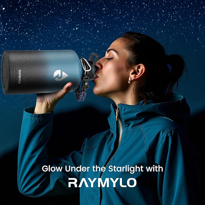 128oz Insulated Water Bottle, Triple Wall Vacuum Stainless Steel Water Bottles - Keeps Cold 48H, Reusable One Gallon Jug for Gym, Sports, Camping, Hiking,Travel, Midnight Blue Speckle-GravixFit