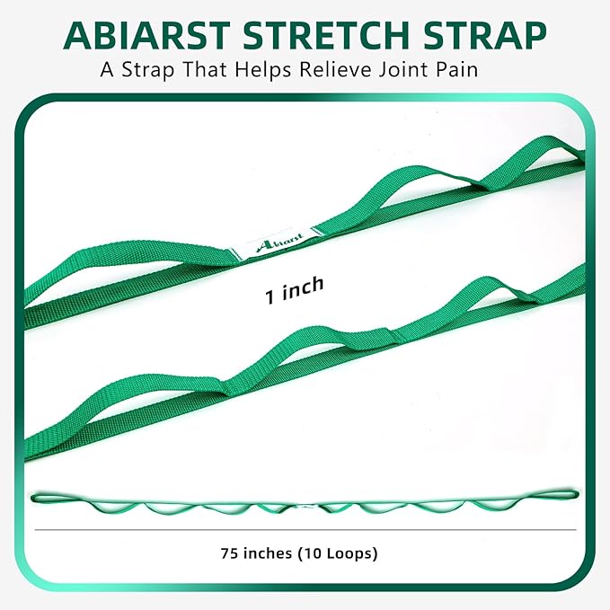Stretching Strap Yoga Straps for Physical Therapy, 10 Loops Non-Elastic Stretch Band for Pilates, Flexibility, Exercise and Gymnastics-GravixFit