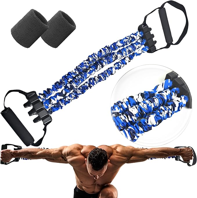Natural Latex 3-Hole Resistance Stretcher, 2025 New Chest Expander Stretch Bands for Men, High Elasticity & Tear Resistant Exercise Bands with Handles, Full-Body Basic Training-GravixFit