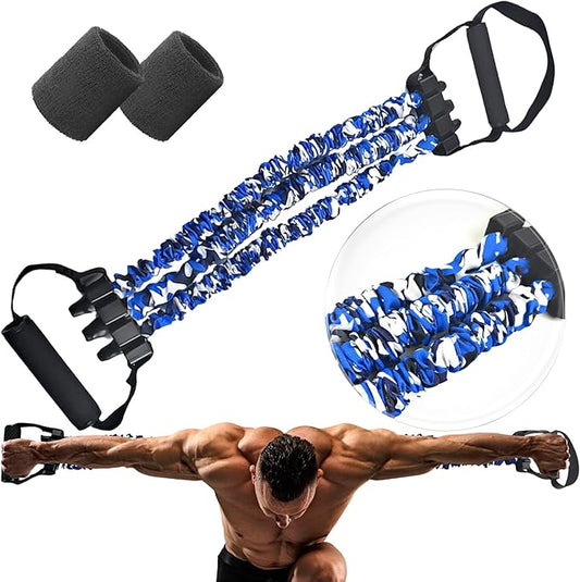Natural Latex 3-Hole Resistance Stretcher, 2025 New Chest Expander Stretch Bands for Men, High Elasticity & Tear Resistant Exercise Bands with Handles, Full-Body Basic Training-GravixFit