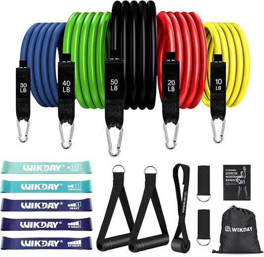 Exercise Resistance Bands with Handles for Working Out, 150/200/250/300 lbs Workout Bands Set with Door Anchor for Physical Therapy, Yoga, Pilates-GravixFit