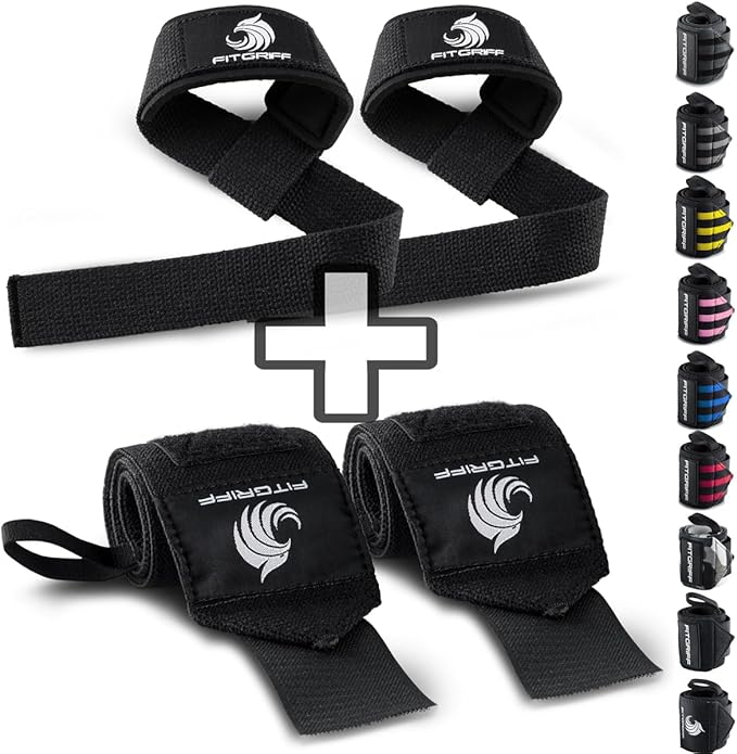 Fitgriff® Lifting Straps & Wrist Wraps (Bundle) Superior Support for Weightlifting & Gym Workouts - for Men and Women-GravixFit