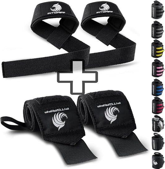Fitgriff® Lifting Straps & Wrist Wraps (Bundle) Superior Support for Weightlifting & Gym Workouts - for Men and Women-GravixFit