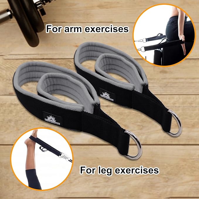 1 Pair Enhanced Pilates Double Loop Straps for Reformer, Thickened D-Ring Handle Straps, Yoga Exercise Accessories in 2 Lengths and Multicolor for Home Gym Workout-GravixFit