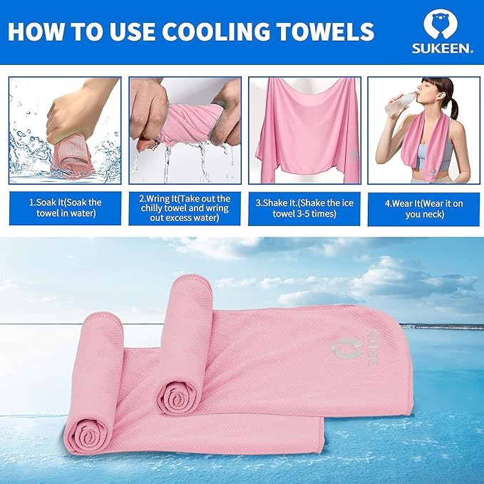 Sukeen Cooling Towel (40"x12"), Ice Towel Sets,Soft Breathable Chilly Towel,Microfiber Towel for Yoga,Sport,Running,Gym,Workout,Camping,Fitness,Workout & More Activities, 6 Pack-GravixFit