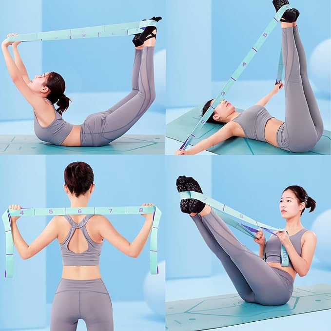 Stretch Straps, Elastic Yoga Stretching Strap with Adjustable 11 Loops, Fitness Leg Stretch Band for Physical Therapy Dance Yoga Ballet Pilates Gymnastics Exercise Flexible Pilates Stretch Band-GravixFit