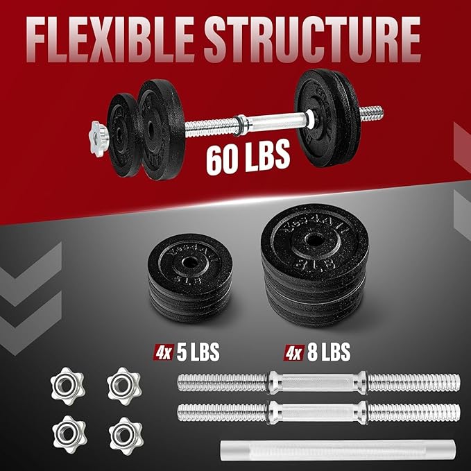 Yes4All Old School Adjustable Dumbbell Set with Weight Plates, Star Lock Collars/Connector, 40lbs to 200lbs Adjustable Weight Plates Set-GravixFit