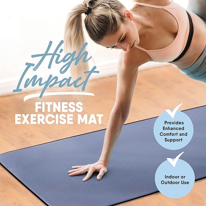 MICRODRY Deluxe Fitness Exercise Yoga Mat for Home & Gym, Extra Thick for High Impact Training, Multi Layered Skid Resistant Surface, Odor Neutralizing with Carrying Strap-GravixFit