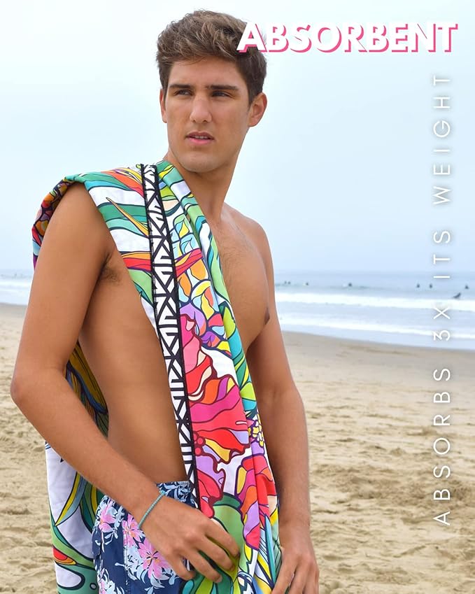 ECCOSOPHY Microfiber Beach Towel - Sand Free Towels are Quick Dry, Light Weight, Super Absorbent - Perfect Pool, Travel, Cruise, Camping Essentials - Oversized Extra Large for Adults 71x35 in-GravixFit