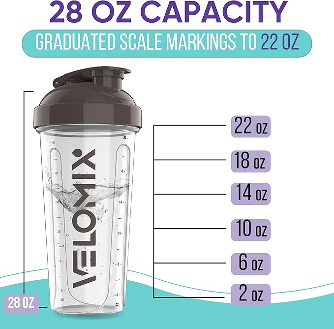 '-6 PACK- 28 oz Protein Shaker Bottle for Protein Mixes - 6x Wire Whisk | Leak Proof Shaker Cups for Protein Shakes | Protein Shaker Bottle Pack | Protein Shake Cup (Muted Clarity)-GravixFit