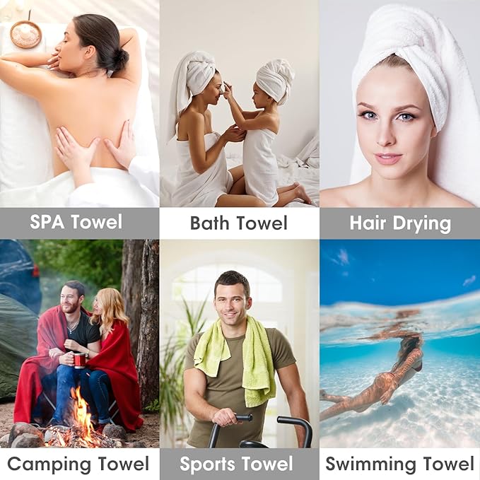 JML Bath Towels, Microfiber Bath Towel Set 6 Pack 30" x 60", Soft Absorbent Microfiber Bathroom Towels for Body, Adult, Aquamarine-GravixFit