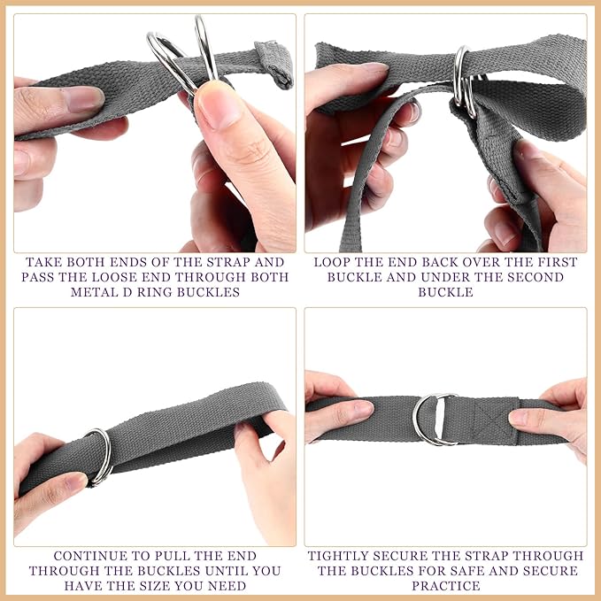 Leyndo 24 Pieces Yoga Strap Stretching Pilates Exercise Adjustable Straps 6 ft Non Elastic Yoga Belt with Adjustable D Ring Buckle for Pilates Gym Workouts Fitness-GravixFit