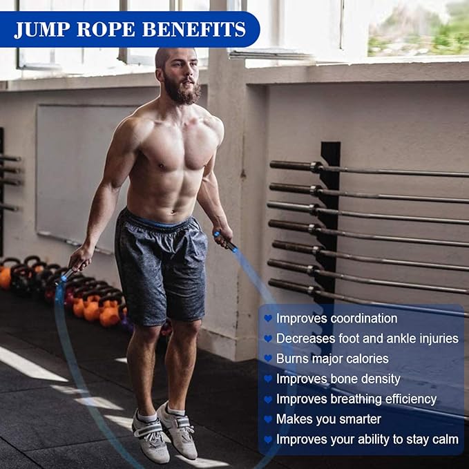 Redify Weighted Jump Rope for Workout Fitness(1LB), Tangle-Free Ball Bearing Rapid Speed Skipping Rope for MMA Boxing Weight-loss,Aluminum Handle Adjustable Length 9MM Fabric Cotton+9MM Solid PVC Rope-GravixFit