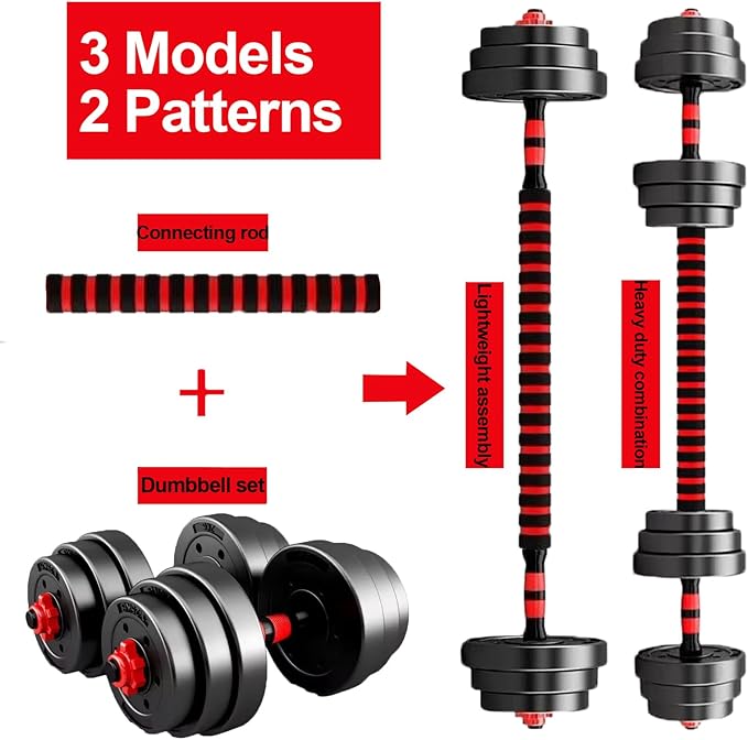 Adjustable Dumbbell Set, 5-44 lbs Free Weight Set with Connector for Barbell, Dumbbells, Push-Up Options, Fitness Exercises for Home Gym Suitable Men/Women-GravixFit