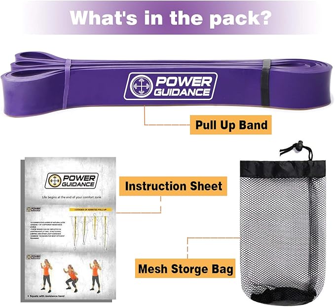POWER GUIDANCE Pull Up Assist Bands - Stretch Resistance Band - Mobility Band - Powerlifting Bands - by Perfect for Body Stretching, Powerlifting, Resistance Training-GravixFit