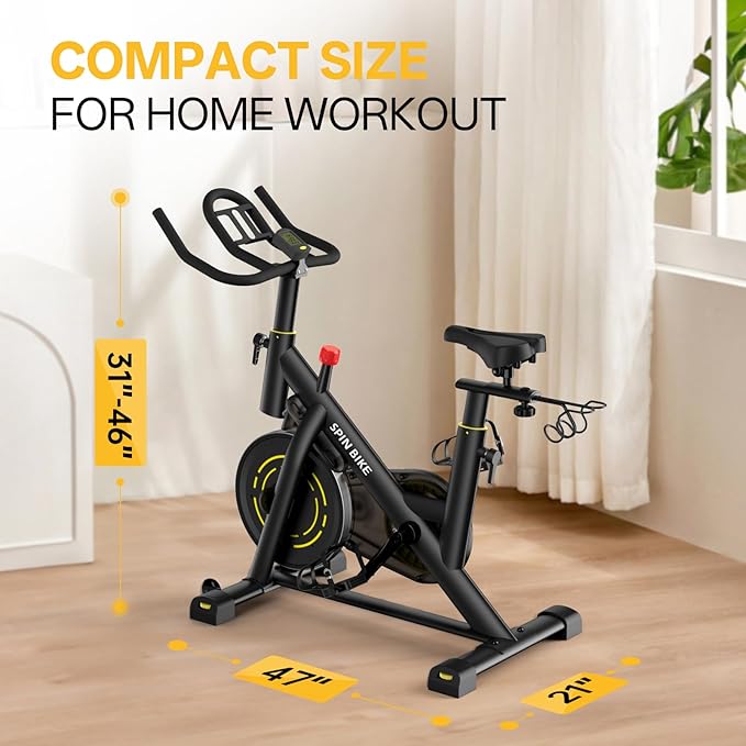 YAMO Exercise Bike, Upgraded Stationary Bikes for Home Cardio with App Compatible, Adjustable Quiet Magnetic Resistance Indoor Cycling Bike 300 LBS Capacity Comfortable Seat Cushion & Tablet Mount-GravixFit