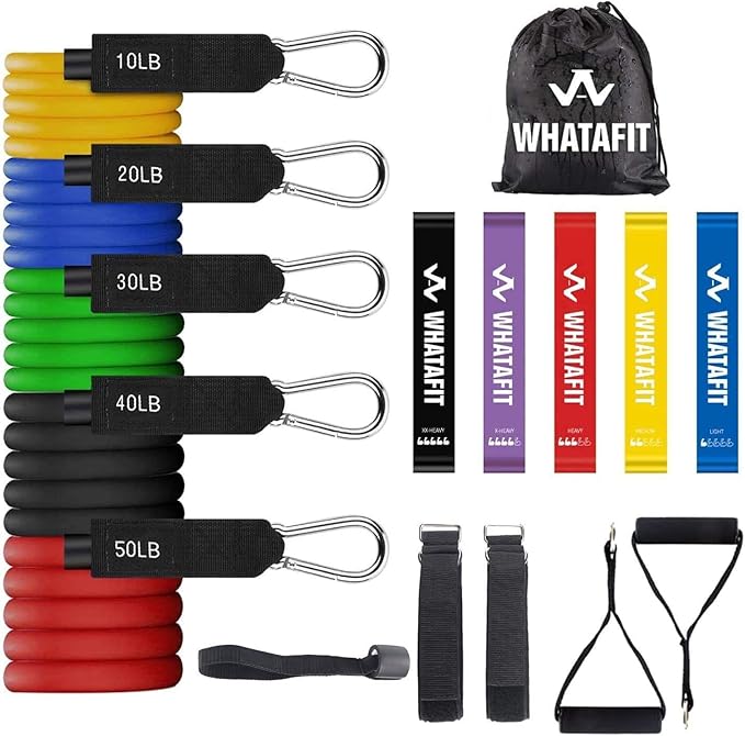 WHATAFIT Resistance Bands, Exercise Bands，Resistance Bands for Working Out, Work Out Bands with Handles for Men and Women Fitness, Strength Training Home Gym Equipment-GravixFit