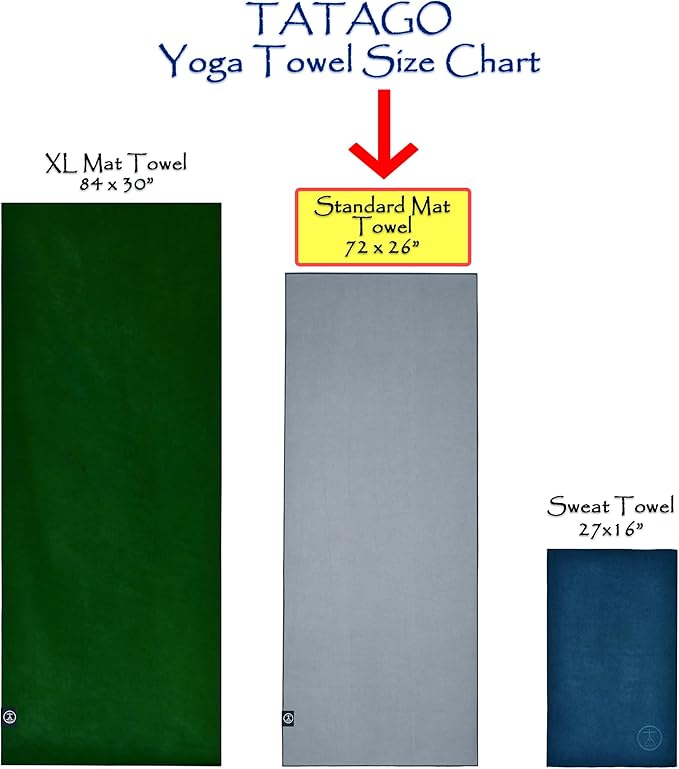 Tatago Hot Yoga Mat Towel Non Slip for Hot Yoga (72 inch) Our Hot Yoga Towel Non Slip Silicone Dabs & Absorbent Microfiber Blend Gives You More Grip As You Drip (Nube Gris-72, Standard - 72")-GravixFit