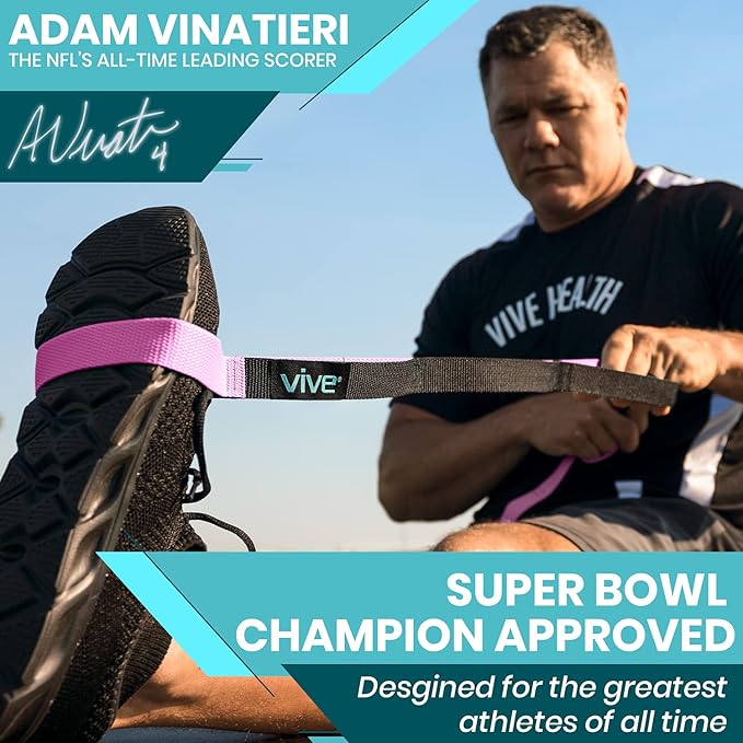 Vive Stretch Strap (75" - 10 Loops) - Leg Stretch Band to Improve Flexibility - Stretching Out Yoga Strap - Exercise and Physical Therapy Belt for Rehab, Pilates and Gymnastics with Guide Book-GravixFit