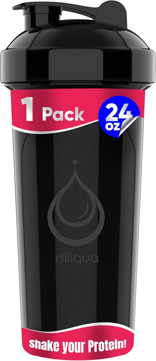 1 PACK, 24 oz Shaker Bottle with Powerful Wire Whisks for Protein Mixes | Leakproof Blender Shaker Bottle (Black)| BPA-Free & Dishwasher Safe | Shaker Cup for Protein Shakes-GravixFit