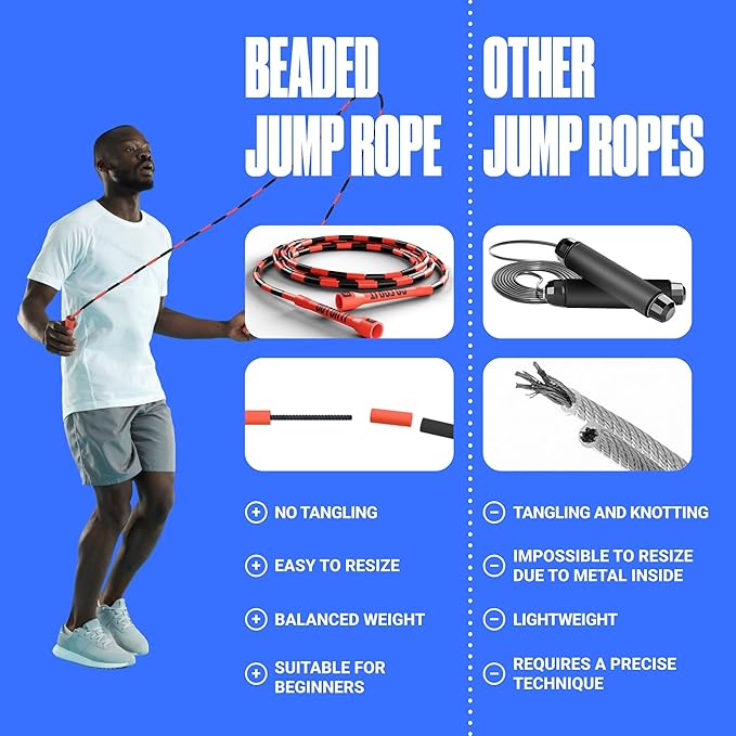 Sportbit Elite Beaded Jump Rope - Adjustable Speed Rope for Fitness, CrossFit, Boxing - Tangle-Free, Lightweight-GravixFit