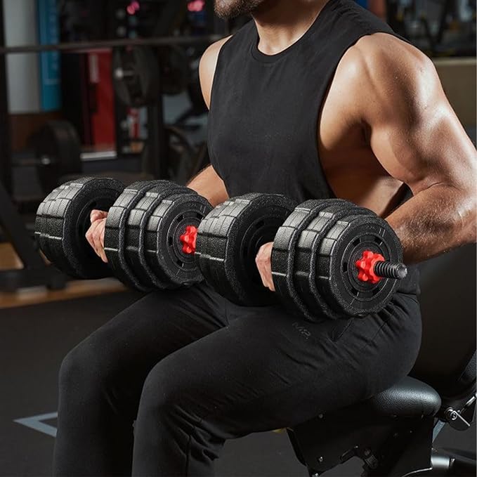 Adjustable Dumbbell Set, 5-44 lbs Free Weight Set with Connector for Barbell, Dumbbells, Push-Up Options, Fitness Exercises for Home Gym Suitable Men/Women-GravixFit