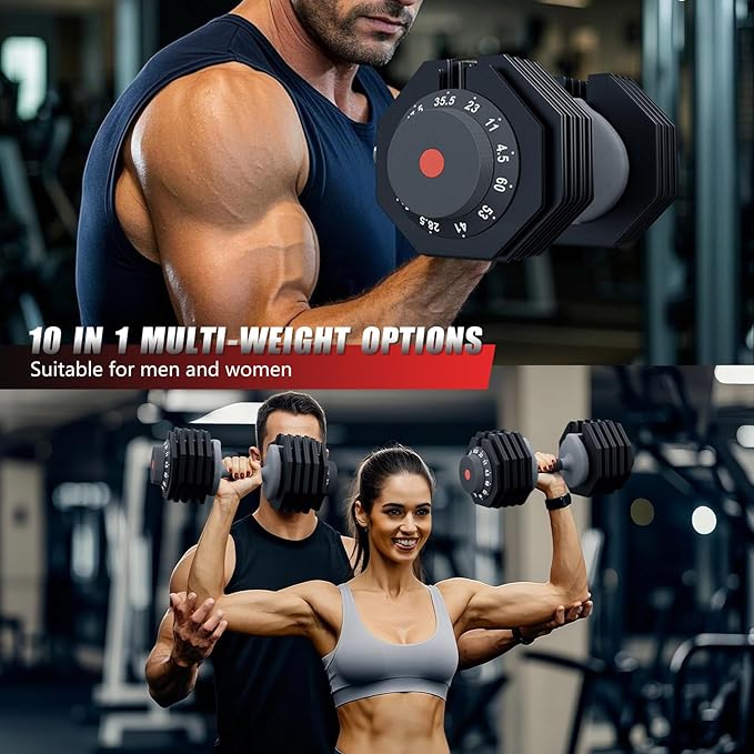 Adjustable Dumbbell Set of 2 Anti-Slip Handle 5 Different Free Weights Per Dumbbell for Men Women Home Workout Gym-GravixFit