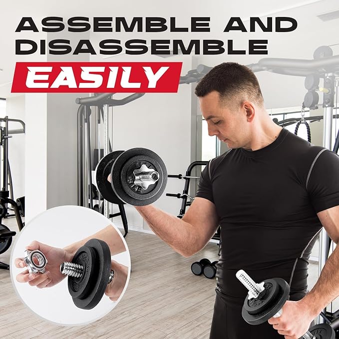 Yes4All Old School Adjustable Dumbbell Set with Weight Plates, Star Lock Collars/Connector, 40lbs to 200lbs Adjustable Weight Plates Set-GravixFit