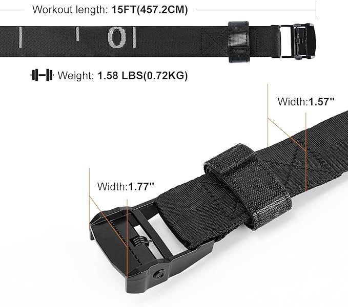 Teamaze Gymnastics Rings Straps with 15 FT Adjustable Number Buckle for Pull-Up Bar Workout Exercise Gym Hanging Rings Indoor (One Pair Strap Only)-GravixFit