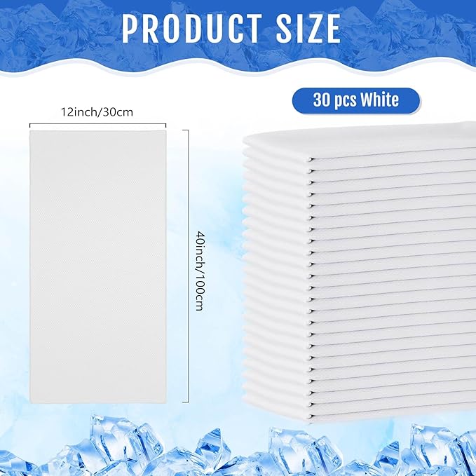 Hosuly 30 Pack Cooling Towels, 40"x12" Ice Breathable Soft Chilly Sweat Rag Microfiber Workout Rags for Gym Cooling Towels for Neck and Face for Yoga Golf Sport Running-GravixFit