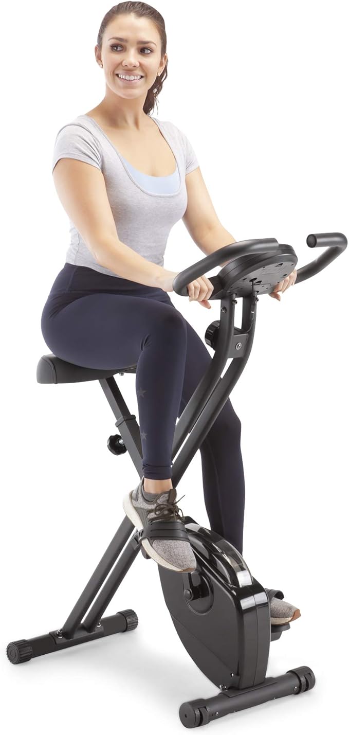 Marcy Foldable Upright Exercise Bike with Adjustable Resistance for Cardio Workout & Strength Training - Multiple Styles Available-GravixFit