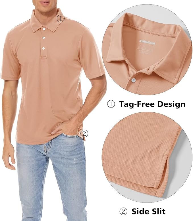 MAGCOMSEN Men's Polo Shirts 3 Buttons Casual Work T Shirts Quick Dry Short Sleeve Golf Shirt Pique Jersey Outdoor Performance-GravixFit