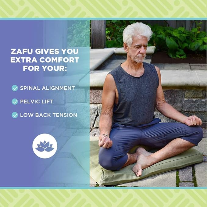 Bean Products Zafu Meditation Pillows for Sitting on Floor, Yoga Cushion, Cotton/Buckwheat Fill Yoga Pillow, Zafu Meditation Cushion, Zen Kneeling Prayer Pad- Made in USA - 14" Round - Forest Green-GravixFit