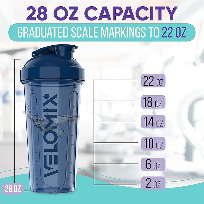 '-2 Pack- 28 oz Protein Shaker Bottles for Protein Mixes - 2x Wire Whisk | Leak Proof Shaker Cups for Protein Shakes | Protein Shaker Bottle Pack | Shakers for Protein Shakes-Blue&Black-GravixFit