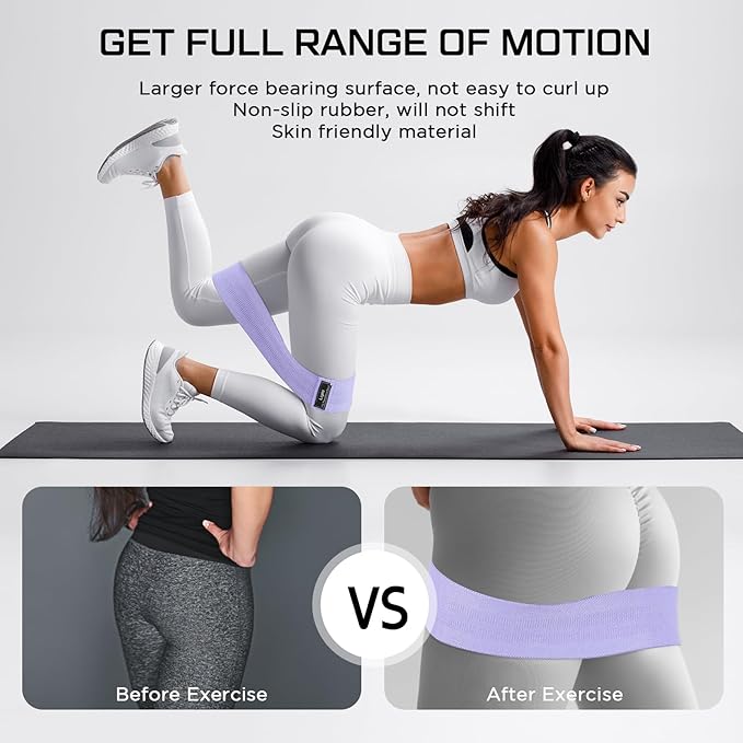 12 Pcs Fabric Resistance Bands for Working Out Booty Workout Stretch Exercise Bands Non Slip for Legs Squat Resistance Loop for Women Men Starter Butt Hip Thigh Fitness-GravixFit