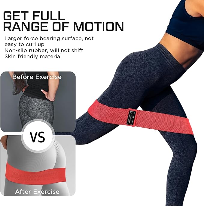 12 Pcs Fabric Resistance Bands for Working Out Booty Workout Stretch Exercise Bands Non Slip for Legs Squat Resistance Loop for Women Men Starter Butt Hip Thigh Fitness-GravixFit