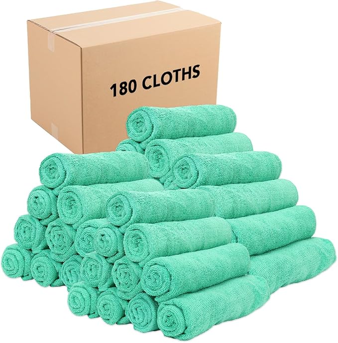 Arkwright Microfiber Gym Towel - Pack of 12 - Super Soft, Quick Dry Workout Sweat Towels, 300 GSM Lightweight & Absorbent for Sports, Working Out, Yoga, and Spa, 16 x 27 in, Green-GravixFit