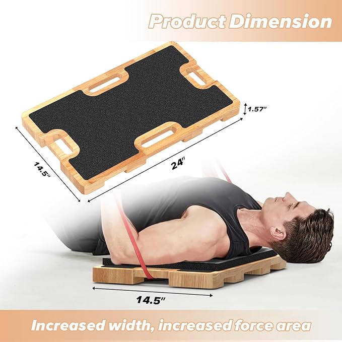 Wooden Resistance Band Foot Plate, Non-Slip Exercise Board with Free Soft Pad & Drawstring Bag for Strength Training, Stretching & Balance, Home Gym Fitness Platform for Full-Body Exercises-GravixFit