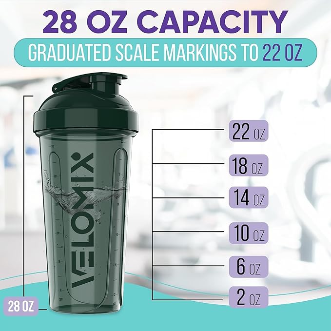 '-2 Pack- 28 oz Protein Shaker Bottles for Protein Mixes - 2x Wire Whisk | Leak Proof Shaker Cups for Protein Shakes | Protein Shaker Bottle Pack | Shakers for Protein Shakes-Green&Orange-GravixFit
