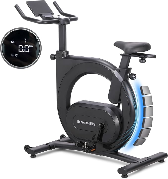 Stationary Bikes for Home,Electromagnetic Control Exercise Bike,Indoor Cycling Bike with Shuttle Smart Knob,Magnetic Resistance/Brake Pad, Low Noise with App, Upgraded Version Seat