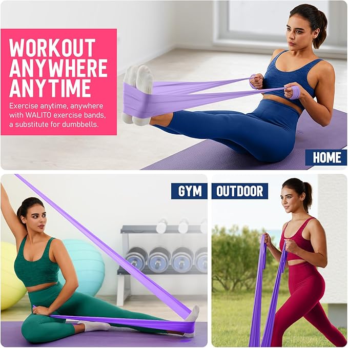 WALITO Resistance Bands for Working Out, Exercise Bands for Women and Men, Workout Bands for Physical Therapy, Stretch, Recovery, Pilates, Rehab, Strength Training and Home Gym-GravixFit