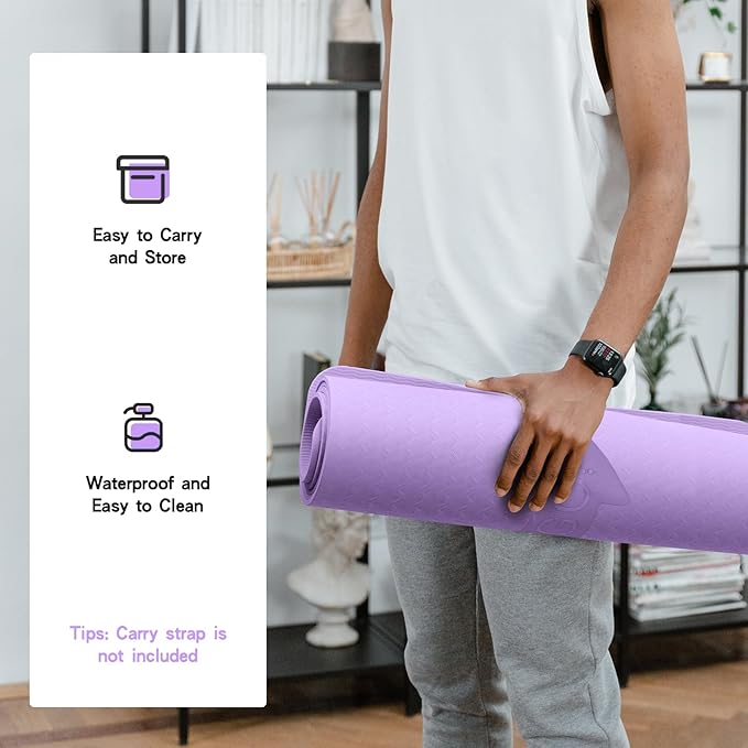 Exercise Equipment Mat for Ab Roller Wheel, Non Slip Abdominal Knee Mat, 6mm Thick Home Gym Floor Pad for Yoga, Pilates, Skipping, 72"L X 24"W X 0.24"Th, TPE-GravixFit