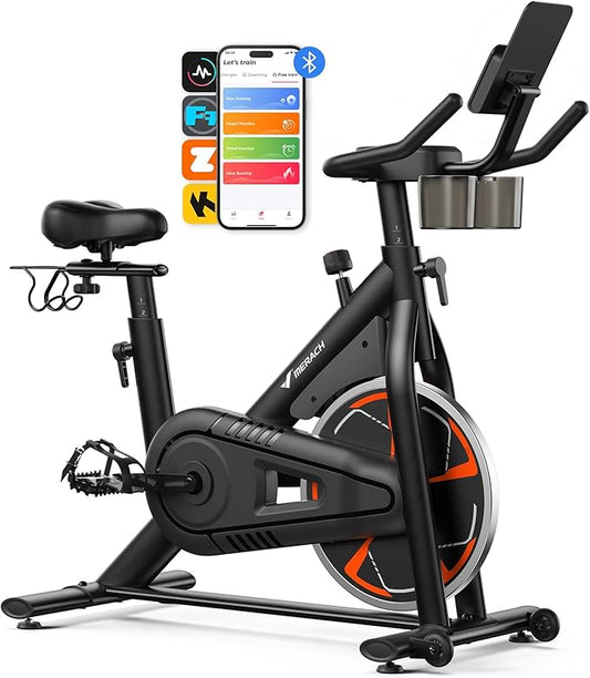 MERACH Indoor Cycling Bike, Exercise Bike for Home with Magnetic, Bluetooth Stationary Bike with APP Data Tracking, and Tablet Holder-GravixFit